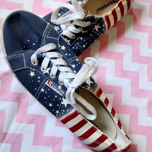 Superga 4th of July kicks RED WHITE BLUE Size 10 - Picture 7 of 7